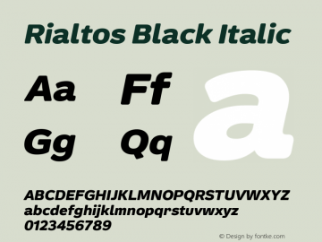 Rialtos Black Italic Version 1.000 | wf-rip DC20200820 Font Sample