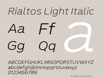 Rialtos Light Italic Version 1.000 | wf-rip DC20200820图片样张