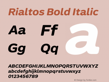 Rialtos-BoldItalic Version 1.000 | wf-rip DC20200820 Font Sample