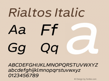 Rialtos-RegularItalic Version 1.000 | wf-rip DC20200820 Font Sample