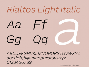 Rialtos-LightItalic Version 1.000 | wf-rip DC20200820图片样张