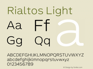Rialtos-Light Version 1.000 | wf-rip DC20200820 Font Sample