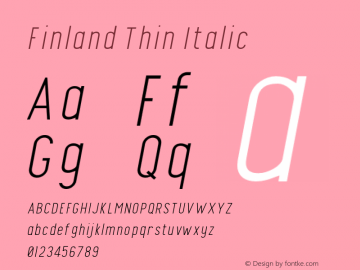 Finland-ThinItalic Version Font Sample