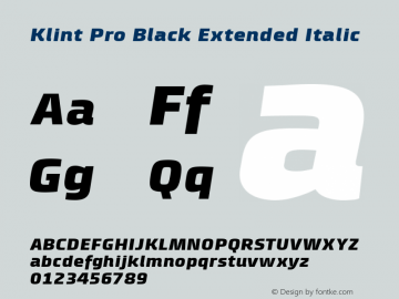 Klint Pro Black Extended Italic Version 1.00图片样张