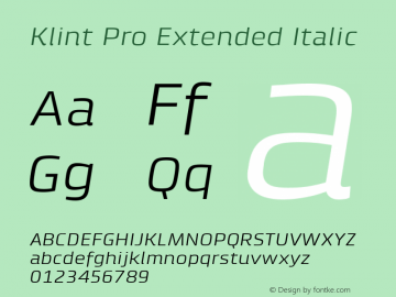 Klint Pro Extended Italic Version 1.00图片样张