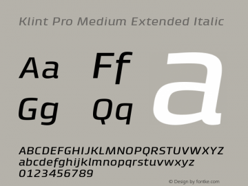 Klint Pro Medium Extended Italic Version 1.00图片样张
