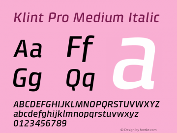 Klint Pro Medium Italic Version 1.00图片样张