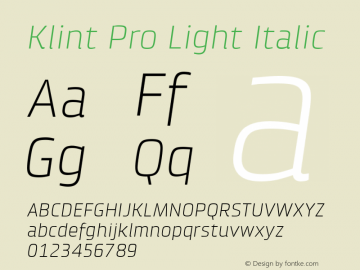 Klint Pro Light Italic Version 1.00图片样张