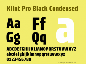 Klint Pro Black Condensed Version 1.00 Font Sample