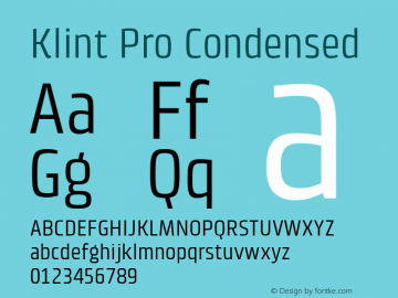 Klint Pro Condensed Version 1.00 Font Sample