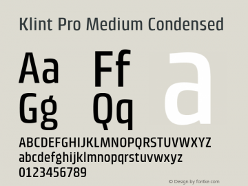 Klint Pro Medium Condensed Version 1.00 Font Sample