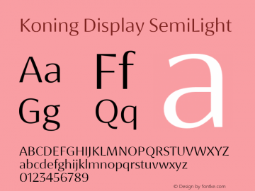 Koning Display SemiLight Version 1.000 Font Sample