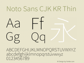 Noto Sans CJK KR Thin  Font Sample