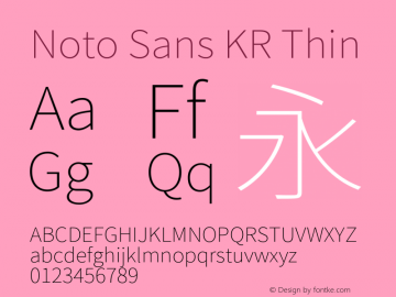 Noto Sans KR Thin  Font Sample