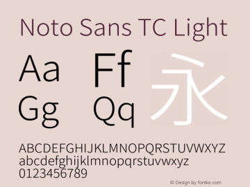 Noto Sans TC Light 图片样张