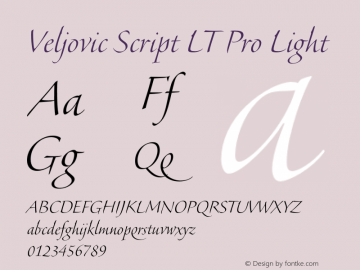 VeljovicScriptLTPro-Light Version 1.00 Font Sample