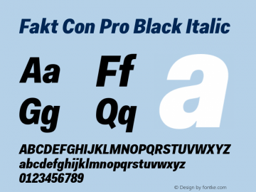 Fakt Con Pro Black Italic Version 2.000;PS 1.000;hotconv 1.0.50;makeotf.lib2.0.16970 Font Sample
