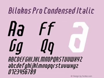 BilokosProCondensedItalic Version 2.0; Mar 2021 by Audry Kitoko Makelele Font Sample