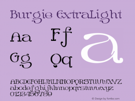 Burgie ExtraLight Version 1.000 Font Sample