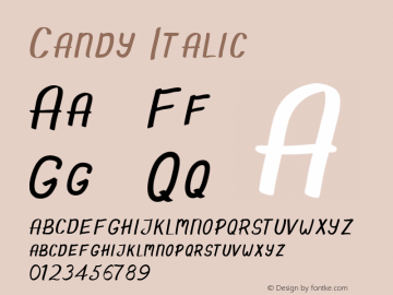 Candy Italic Version 1.00;May 24, 2019;FontCreator 11.0.0.2408 32-bit图片样张