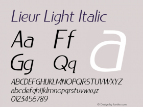 Lieur Light Italic 1.000图片样张