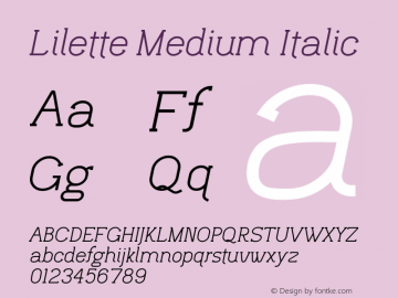 Lilette Medium Italic 1.010 Font Sample