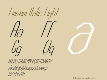 Lineam Italic Light 1.000 Font Sample