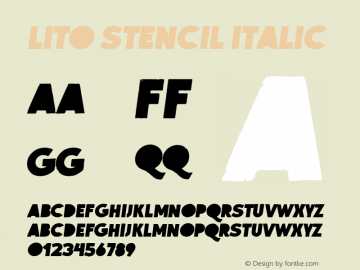 Lito Stencil Italic 1.000 Font Sample