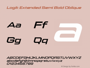 Logik Extended Semi Bold Oblique 1.000 Font Sample