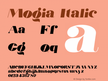 Mogia Italic Version 1.004;Fontself Maker 3.5.4图片样张