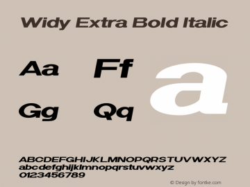 Widy-ExtraBoldItalic Version 1.000 Font Sample