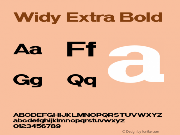 Widy-ExtraBold Version 1.000 Font Sample