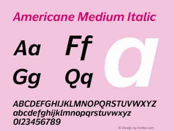 Americane-MediumItalic Version 1.000图片样张