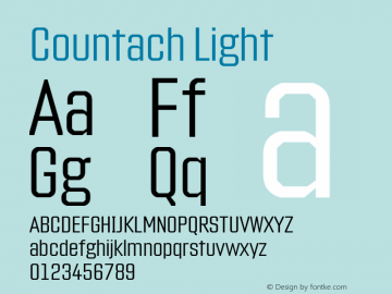 Countach Light Version 1.002;PS 1.2;hotconv 1.0.72;makeotf.lib2.5.5900; ttfautohint (v1.3.34-f4db) Font Sample