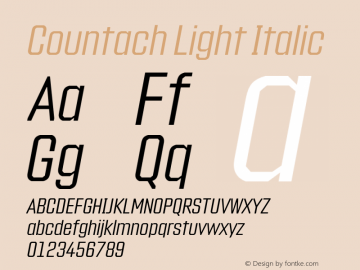 Countach-LightItalic Version 1.002;PS 1.2;hotconv 1.0.72;makeotf.lib2.5.5900; ttfautohint (v1.3.34-f4db) Font Sample
