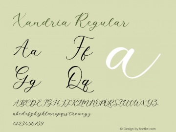 Xandria Version 1.00;April 9, 2021;FontCreator 11.5.0.2430 64-bit Font Sample