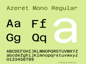 Azeret Mono Regular Version 1.000; Glyphs 3.0.3, build 3074图片样张