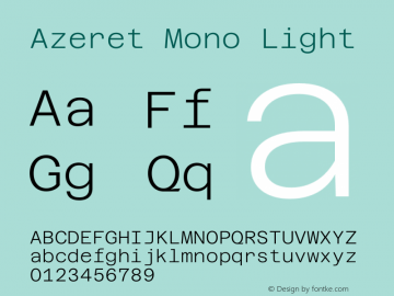 Azeret Mono Light Version 1.000; Glyphs 3.0.3, build 3074图片样张