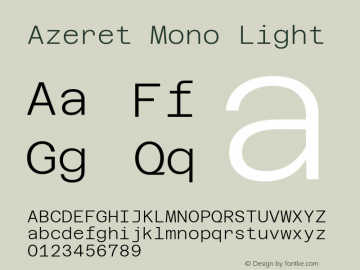 Azeret Mono Light Version 1.000; Glyphs 3.0.3, build 3074图片样张