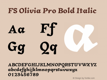 FS Olivia Pro Bold Italic Version 1.000 Font Sample