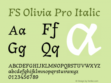 FS Olivia Pro Italic Version 1.000 Font Sample