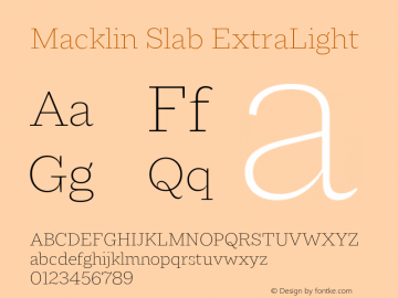 Macklin Slab ExtraLight Version 1.10图片样张