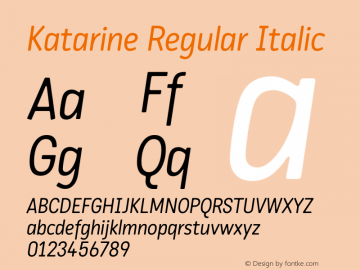 Katarine Regular Italic Version 1.000;PS 1.0图片样张