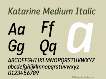 Katarine Medium Italic Version 1.000;PS 1.0图片样张