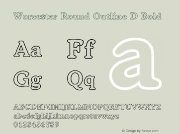 WorcesterRound-OutlineDBold Version 1.00 Font Sample