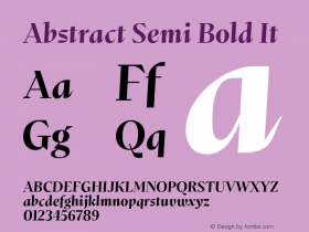 Abstract Semi Bold It Version 1.000;hotconv 1.0.109;makeotfexe 2.5.65596 Font Sample