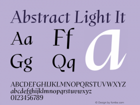 Abstract Light It Version 1.000;hotconv 1.0.109;makeotfexe 2.5.65596 Font Sample