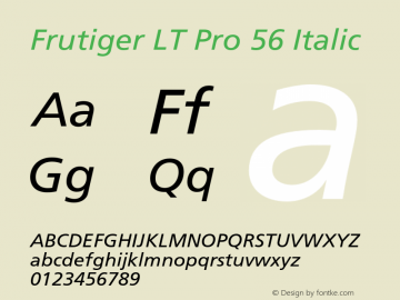 FrutigerLTPro-Italic Version 2.000 Build 1000 Font Sample