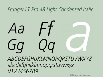 FrutigerLTPro-LightCnIta Version 2.000 Build 1000 Font Sample