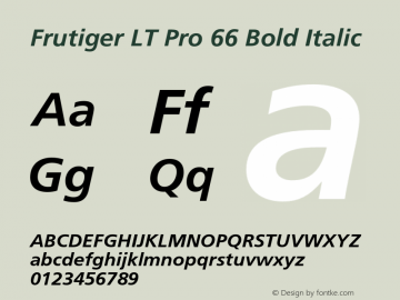 FrutigerLTPro-BoldItalic Version 2.000 Build 1000 Font Sample